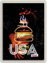 Blechschild 40x30 cm Amerika USA Urlaub American Bürger Gerichte Bildmotiv Reisemotiv Abenteuer Reisen