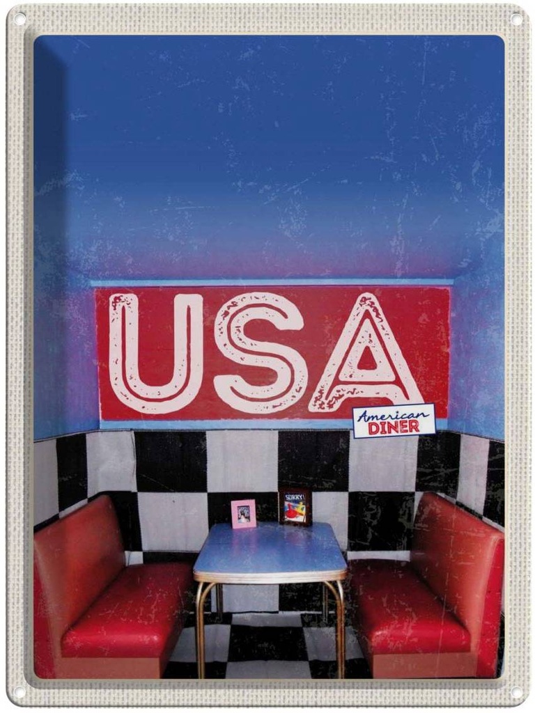 [LA-137242] Blechschild 40x30 cm Amerika Diner USA Urlaub American Restaurant Fast Food Bildmotiv Reisemotiv Abenteuer Reisen