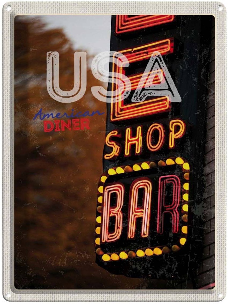 [LA-137248] Blechschild 40x30 cm Amerika USA Urlaub American Diner Bar Shop feiern Bildmotiv Reisemotiv Abenteuer Reisen