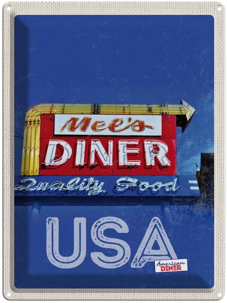 [LA-137250] Blechschild 40x30 cm Amerika Mees USA Urlaub American Diner Restaurant Gericht Bildmotiv Reisemotiv Abenteuer Reisen