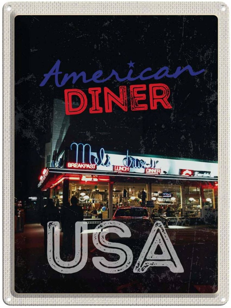 [LA-137252] Blechschild 40x30 cm USA Diner Urlaub Restaurant Lunch Dinner Bildmotiv Reisemotiv Abenteuer Reisen Amerika