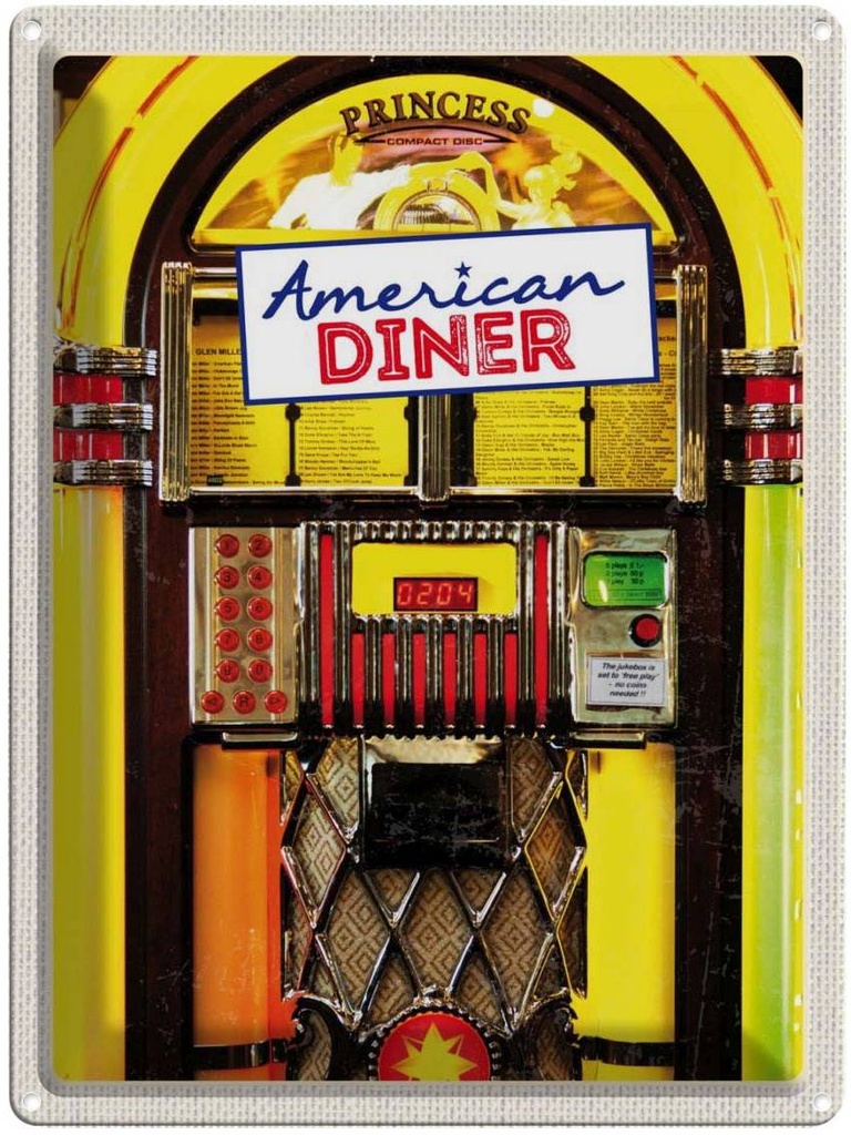 [LA-137255] Blechschild 40x30 cm Amerika USA Urlaub American Diner Musikbox tanzen Bildmotiv Reisemotiv Abenteuer Reisen