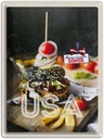 Blechschild 40x30 cm Amerika Burger USA Urlaub American Diner Fast Food Gerichte Bildmotiv Reisemotiv Abenteuer Reisen
