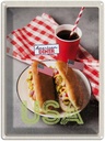 Blechschild 40x30 cm Amerika USA Reisen Urlaub Hot Dog Gurken Senf Cola Bildmotiv Reisemotiv Abenteuer