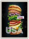 Blechschild 40x30 cm Amerika USA Urlaub American Diner Burger Tomaten Gemälde Bildmotiv Reisemotiv Abenteuer Reisen