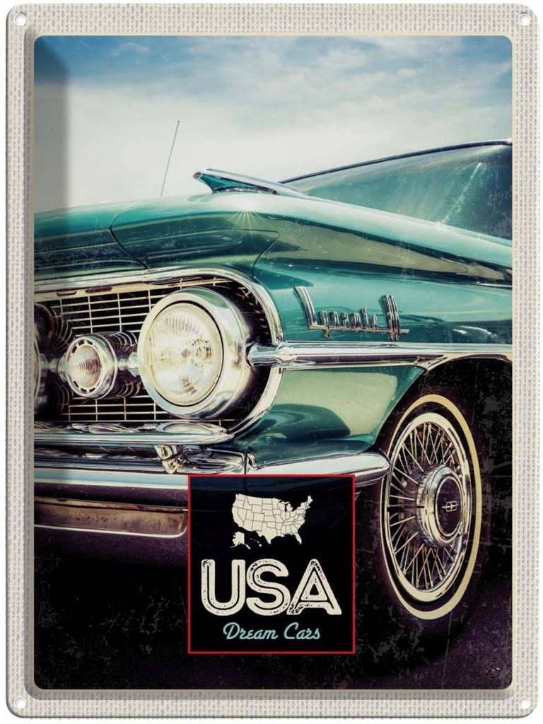 [LA-137262] Blechschild 40x30 cm USA Amerika Urlaub Auro Dynamic 88 blau Bildmotiv Reisemotiv Abenteuer Reisen