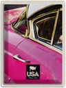 Blechschild 40x30 cm Amerika Oldtimer Urlaub rosa silber Bildmotiv Reisemotiv Abenteuer Reisen USA