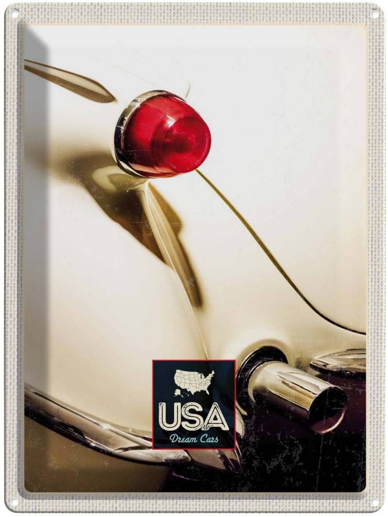 [LA-137273] Blechschild 40x30 cm Amerika Oldtimer Urlaub weiß Bildmotiv Reisemotiv Abenteuer Reisen USA