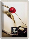 Blechschild 40x30 cm Amerika Oldtimer Urlaub weiß Bildmotiv Reisemotiv Abenteuer Reisen USA
