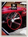 Blechschild 40x30 cm Amerika Oldtimer USA Urlaub Rot Würfel Bildmotiv Reisemotiv Abenteuer Reisen