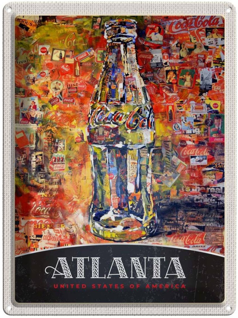 [LA-137302] Blechschild 40x30 cm Antlanta Amerika Gemälde Bildmotiv Reisemotiv Abenteuer Reisen USA Urlaub