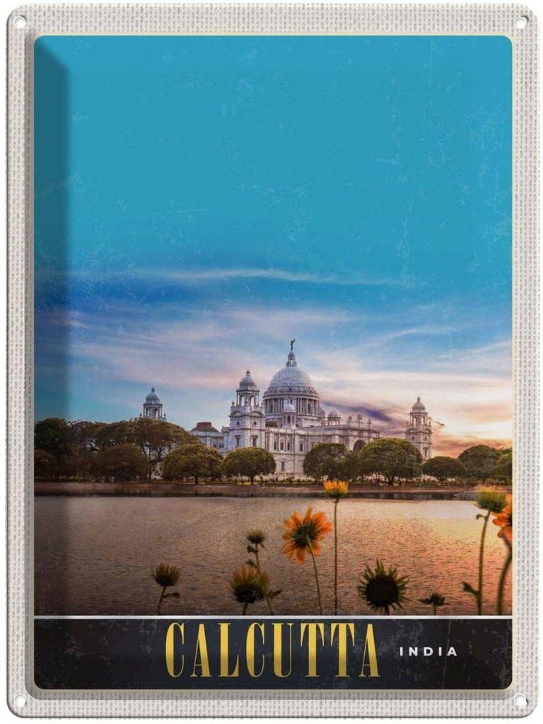 [LA-137309] Blechschild 40x30 cm Calcutta Indien Häuser Architektur Meer Trip Bildmotiv Reisemotiv Abenteuer Reisen Urlaub