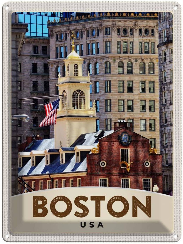 [LA-137316] Blechschild 40x30 cm Amerika USA Urlaub Boston Architektur Bildmotiv Reisemotiv Abenteuer Reisen