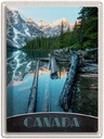 Blechschild 40x30 cm Kanada Winter Amerika USA Urlaub Schnee Natur Wald Fluss Bildmotiv Reisemotiv Abenteuer Reisen