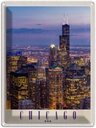 Blechschild 40x30 cm Chicago Amerika USA Urlaub Hochhaus Abend Bildmotiv Reisemotiv Abenteuer Reisen