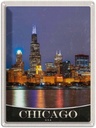 Blechschild 40x30 cm Chicago USA Amerika Urlaub Abend am Meer Bildmotiv Reisemotiv Abenteuer Reisen