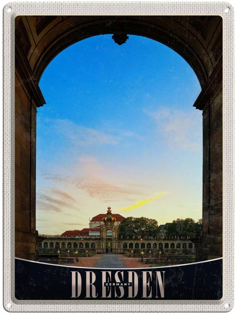 [LA-137333] Blechschild 40x30 cm Dresden Schloss Vorgarten Mittelalter Bildmotiv Reisemotiv Abenteuer Reisen Deutschland Urlaub