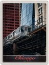 Blechschild 40x30 cm Chicago USA Urlaub Amerika Bahn Hochaus Bildmotiv Reisemotiv Abenteuer Reisen