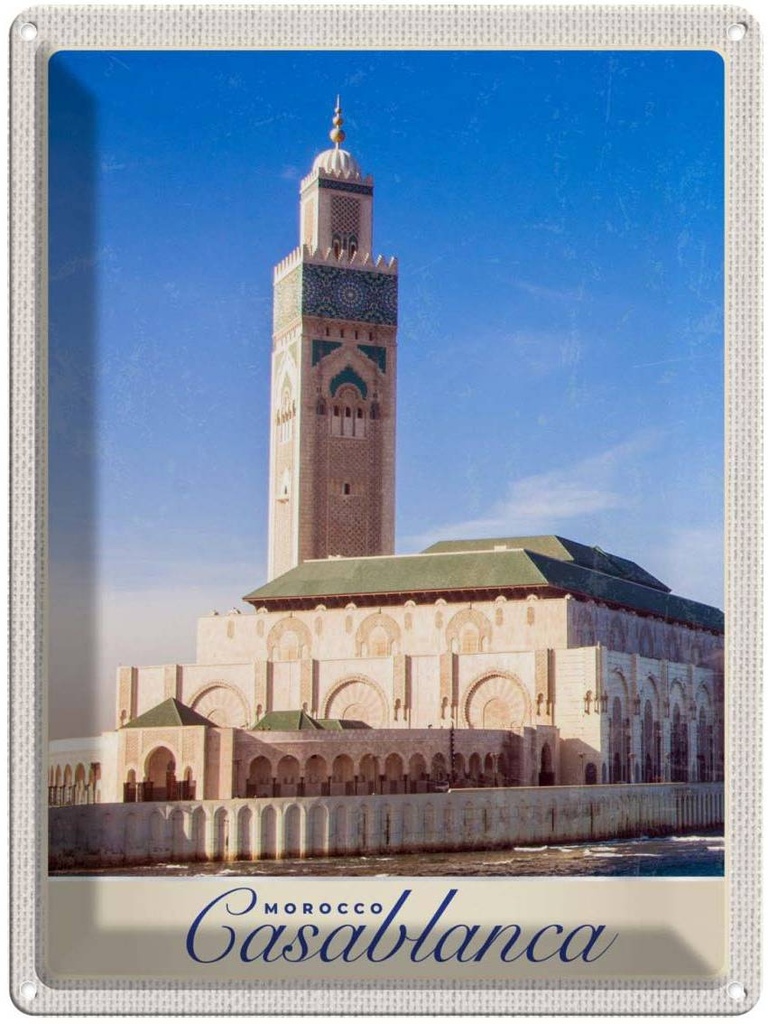 [LA-137338] Blechschild 40x30 cm Casablanca Marokko Häuser Architektur Afrika Bildmotiv Reisemotiv Abenteuer Reisen Europa Urlaub