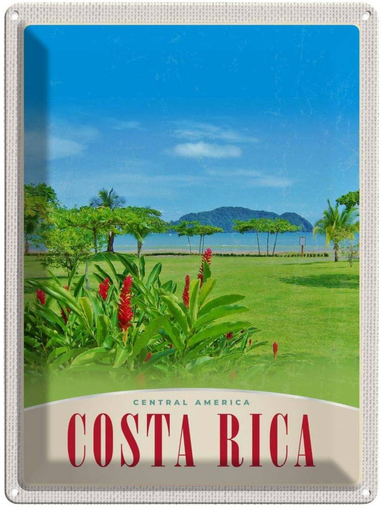 [LA-137343] Blechschild 40x30 cm Costa Rica Amerika USA Urlaub Central Strand Meer Bildmotiv Reisemotiv Abenteuer Reisen