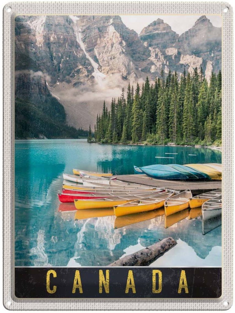 [LA-137344] Blechschild 40x30 cm Kanada Europa USA Urlaub Meer Gebirge Boot Bildmotiv Reisemotiv Abenteuer Reisen Amerika