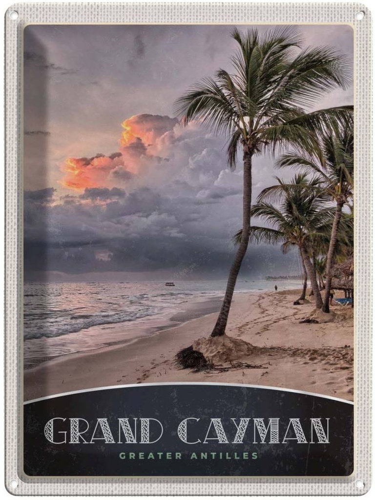 [LA-137351] Blechschild 40x30 cm Grand Cayman Amerika USA Urlaub Karibik Insel Bildmotiv Reisemotiv Abenteuer Reisen Europa