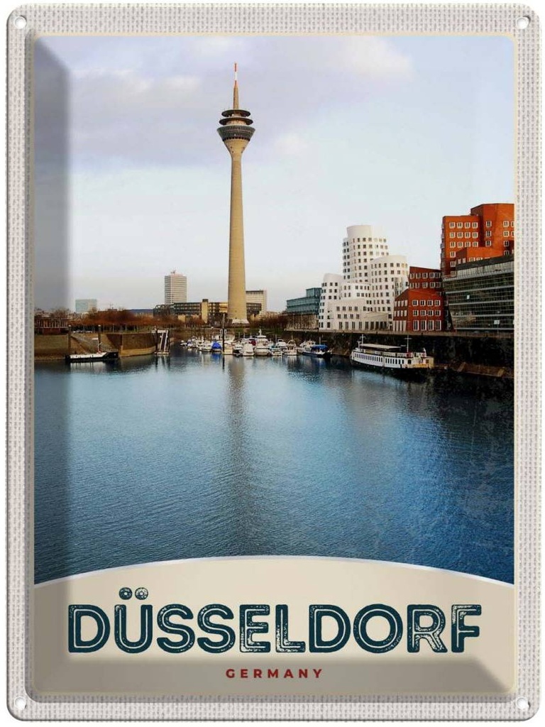 [LA-137362] Blechschild 40x30 cm Deutschland Düsseldorf Fernseherturm Bildmotiv Reisemotiv Abenteuer Reisen Urlaub