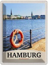 Blechschild 40x30 cm Hamburg Hafen Urlaub Deutschland Fluss Stadt Bildmotiv Reisemotiv Abenteuer Reisen