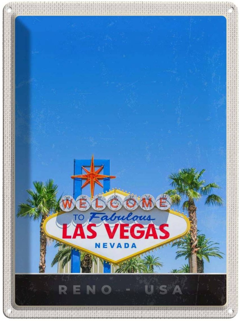 [LA-137397] Blechschild 40x30 cm Las Vegas Amerika USA Urlaub Nevada Casino Bildmotiv Reisemotiv Abenteuer Reisen