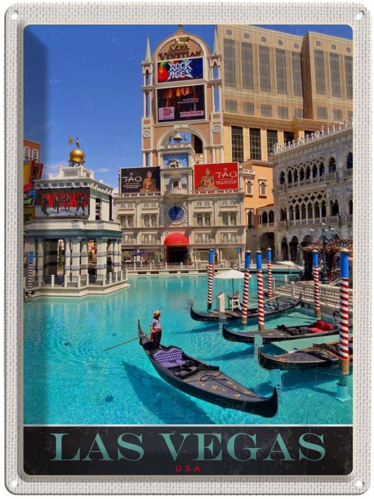 [LA-137398] Blechschild 40x30 cm Las Vegas Amerika USA Urlaub Bootstour Casino Bildmotiv Reisemotiv Abenteuer Reisen