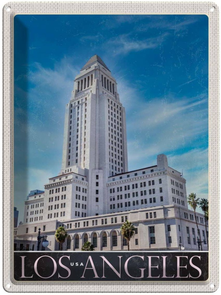 [LA-137404] Blechschild 40x30 cm Los Angeles USA Urlaub Amerika Hochhaus Bildmotiv Reisemotiv Abenteuer Reisen