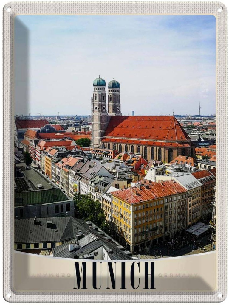 [LA-137434] Blechschild 40x30 cm München Deutschland Urlaub Stadt Kirche Bildmotiv Reisemotiv Abenteuer Reisen