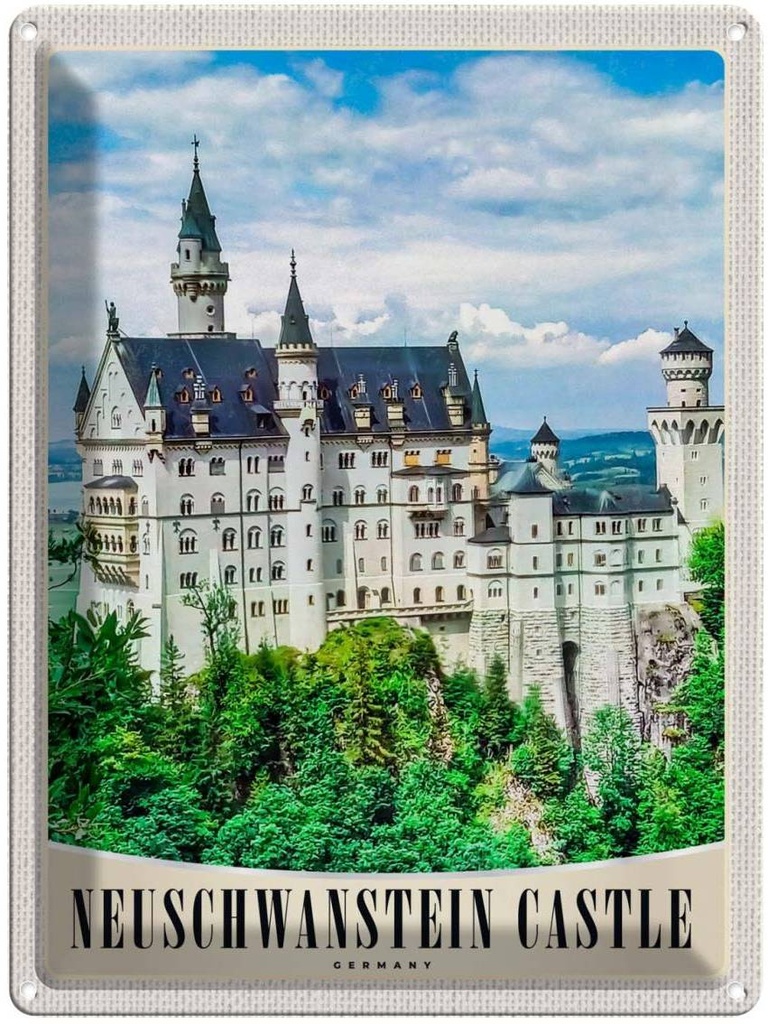 [LA-137436] Blechschild 40x30 cm Neuschwanstein Schloss Architektur Bildmotiv Reisemotiv Abenteuer Reisen Europa Urlaub Häuser