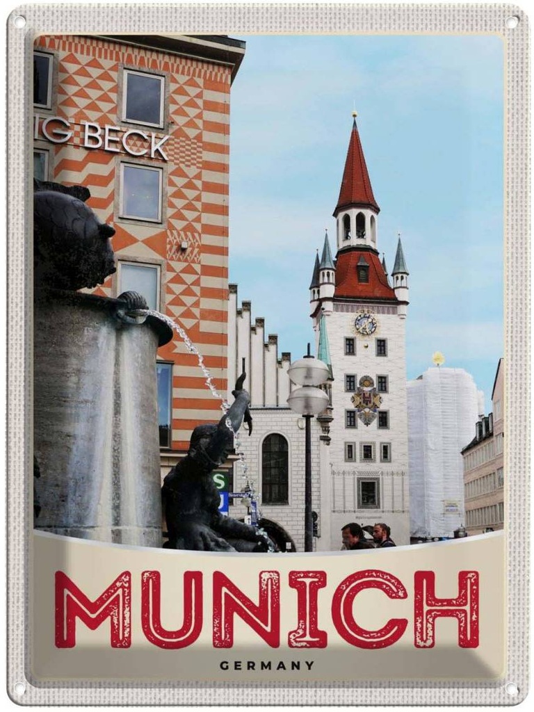 [LA-137439] Blechschild 40x30 cm München Aussicht Architektur Stadt Bildmotiv Reisemotiv Abenteuer Reisen Deutschland Urlaub