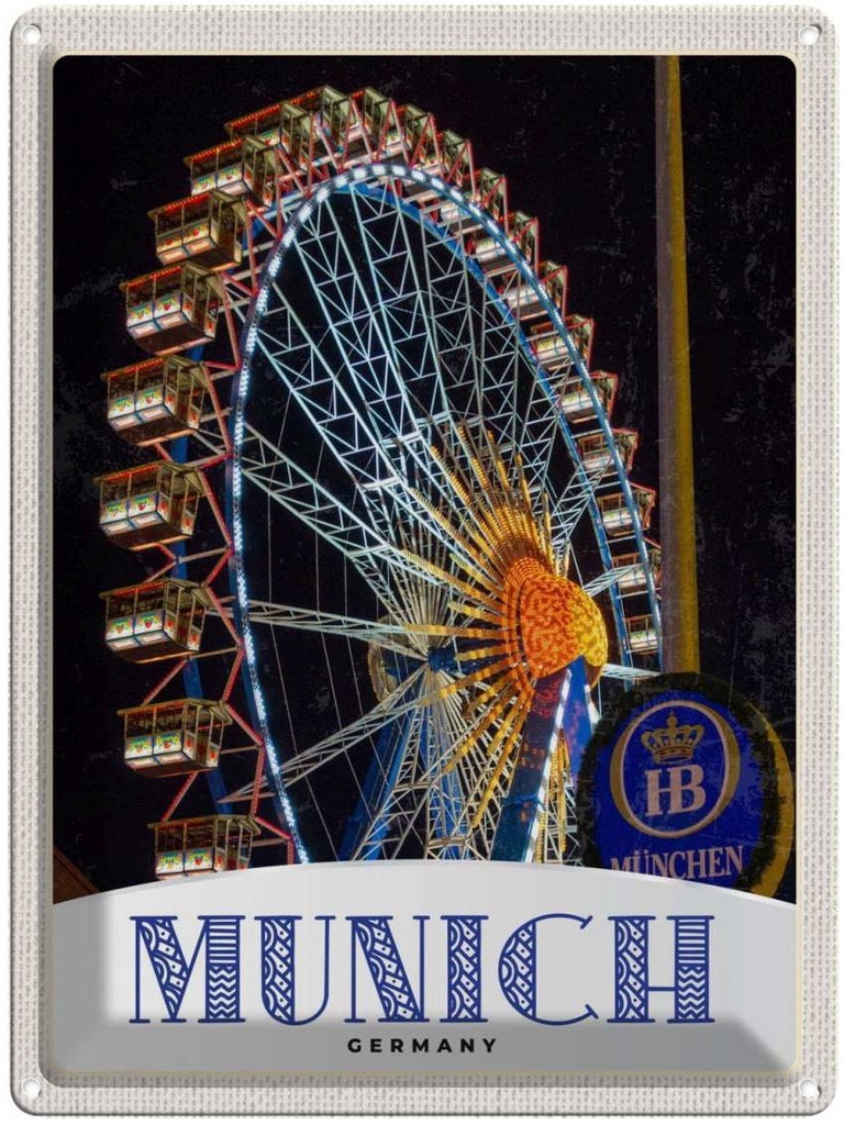 [LA-137440] Blechschild 40x30 cm München Oktoberfest Riesenrad Kirmes Deutschland Feiern Party
