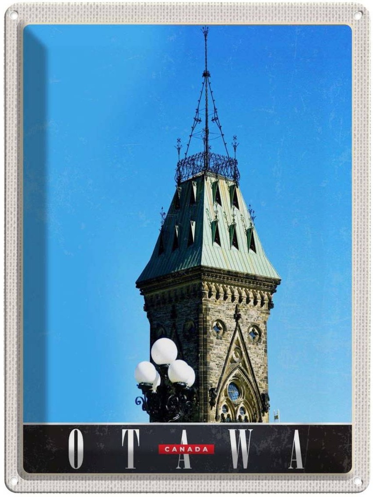 [LA-137450] Blechschild 40x30 cm Otawa Kanada USA Urlaub Europa Kirche Architektur Bildmotiv Reisemotiv Abenteuer Reisen Amerika