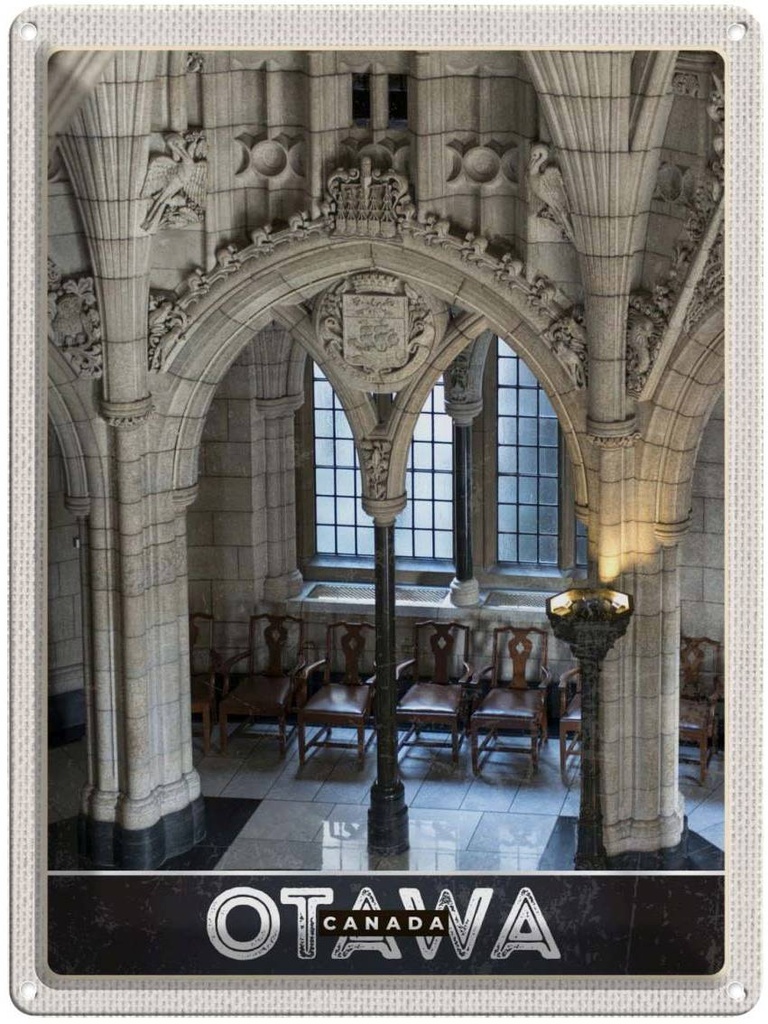 [LA-137453] Blechschild 40x30 cm Otawa Kanada USA Urlaub Kirche innen Skulptur Bildmotiv Reisemotiv Abenteuer Reisen Amerika