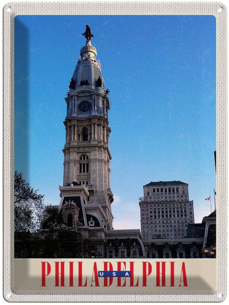 [LA-137457] Blechschild 40x30 cm Philadelphia USA Urlaub Amerika Architektur Bildmotiv Reisemotiv Abenteuer Reisen