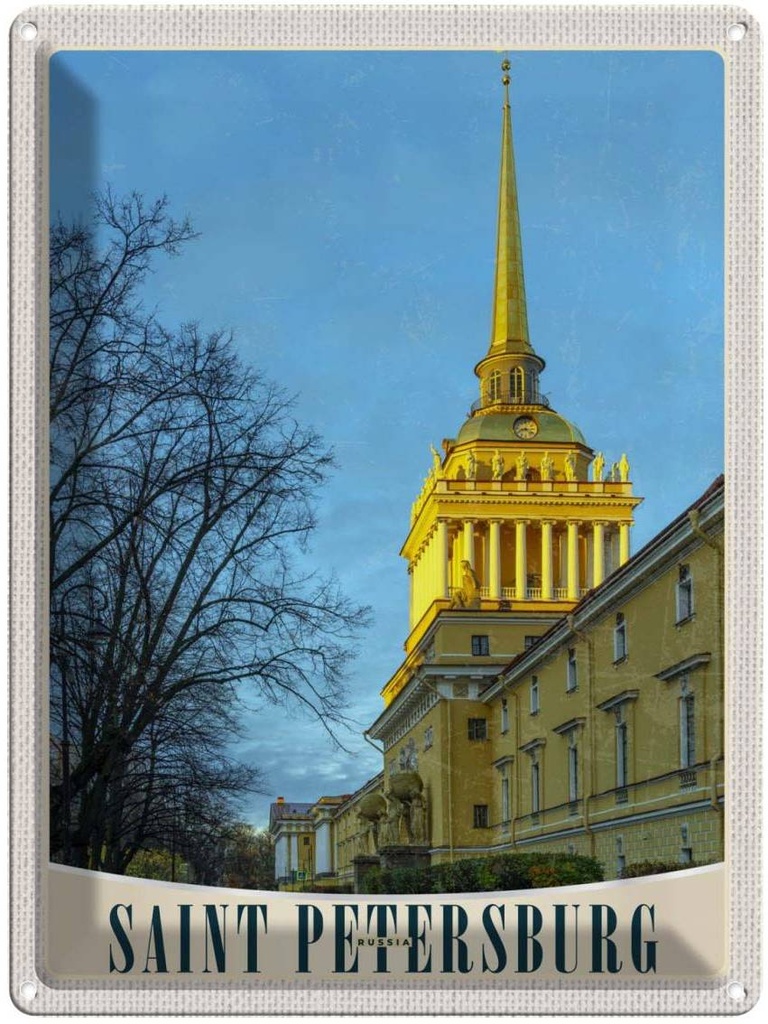 [LA-137473] Blechschild 40x30 cm Saint Petersburg Architektur Kirche Bildmotiv Reisemotiv Abenteuer Reisen Urlaub Häuser