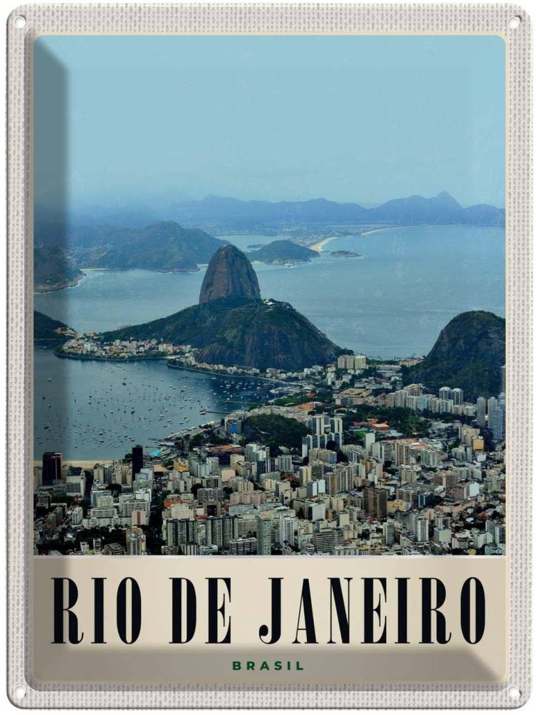 [LA-137481] Blechschild 40x30 cm Rio de Amerika USA Urlaub Janeiro Brasilien Stadt Bildmotiv Reisemotiv Abenteuer Reisen