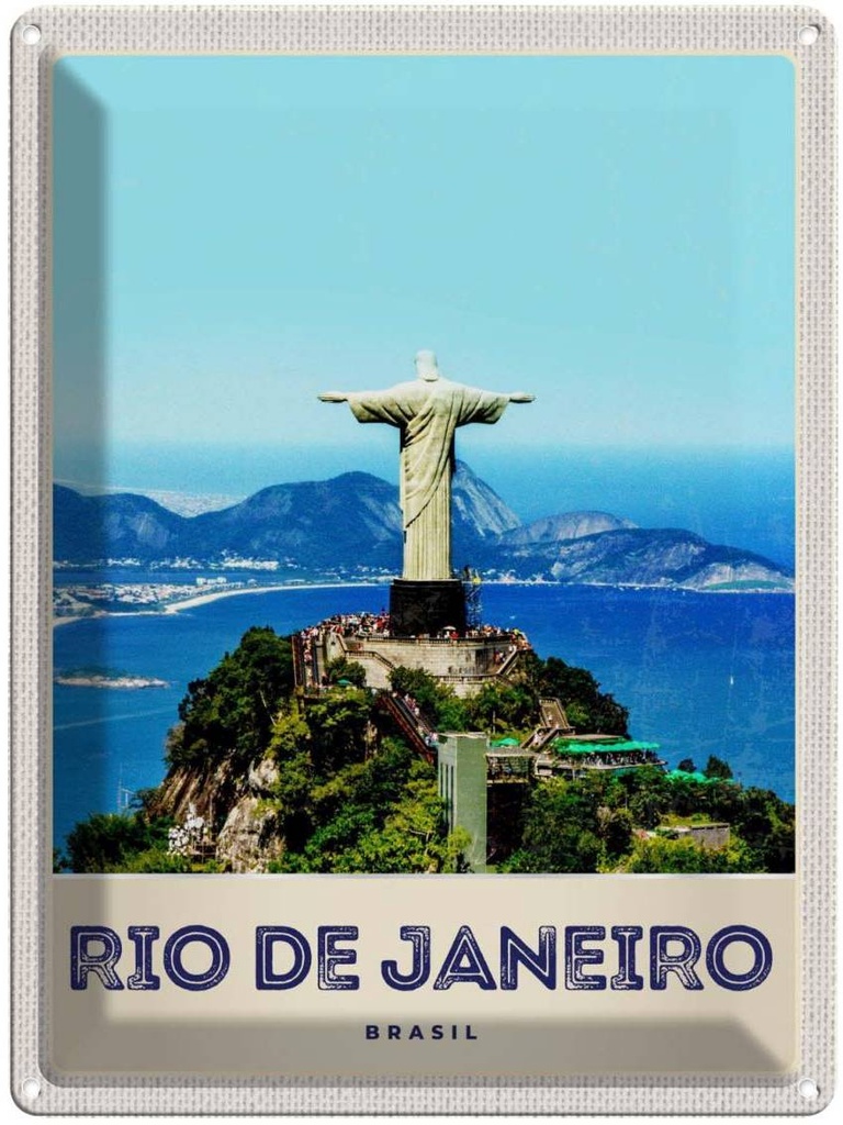 [LA-137482] Blechschild 40x30 cm Brasilien Amerika Urlaub Christus Statuee Bildmotiv Reisemotiv Abenteuer Reisen USA
