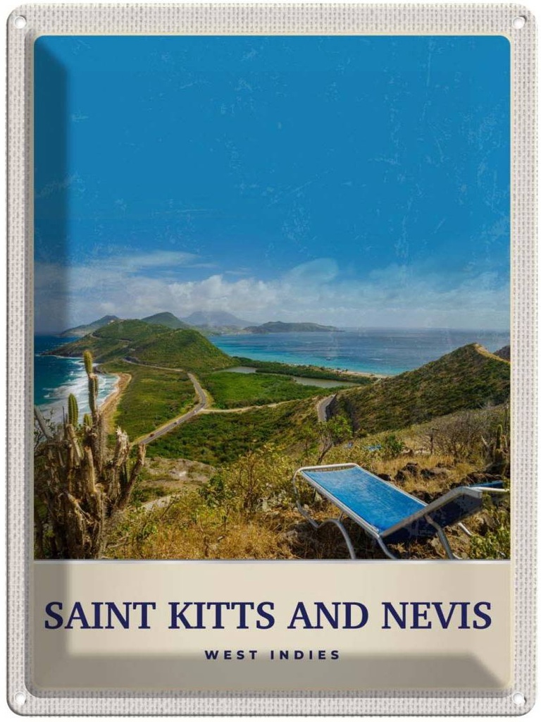 [LA-137483] Blechschild 40x30 cm Saint Kitts Amerika USA Urlaub and Nevis Insel Bildmotiv Reisemotiv Abenteuer Reisen