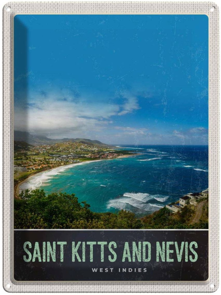 [LA-137484] Blechschild 40x30 cm Saint Kitts USA Urlaub and Nevis Amerika Bildmotiv Reisemotiv Abenteuer Reisen