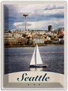 Blechschild 40x30 cm Seattle USA Amerika Urlaub Boot Schiff Stadt Meer Bildmotiv Reisemotiv Abenteuer Reisen