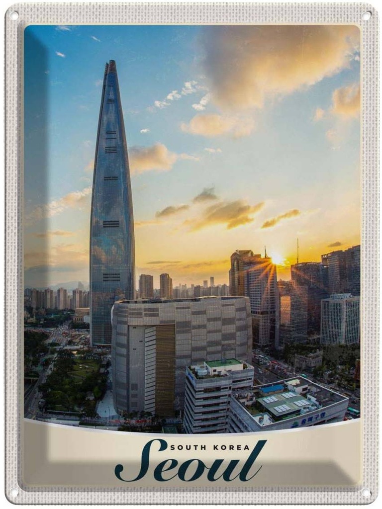 [LA-137499] Blechschild 40x30 cm Seoul Süd Häuser Architektur Korea Stadt Bildmotiv Reisemotiv Abenteuer Reisen Urlaub