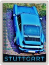 Blechschild 40x30 cm Stuttgart Deutschland Fahrzeug blau Bildmotiv Reisemotiv Abenteuer Reisen Urlaub