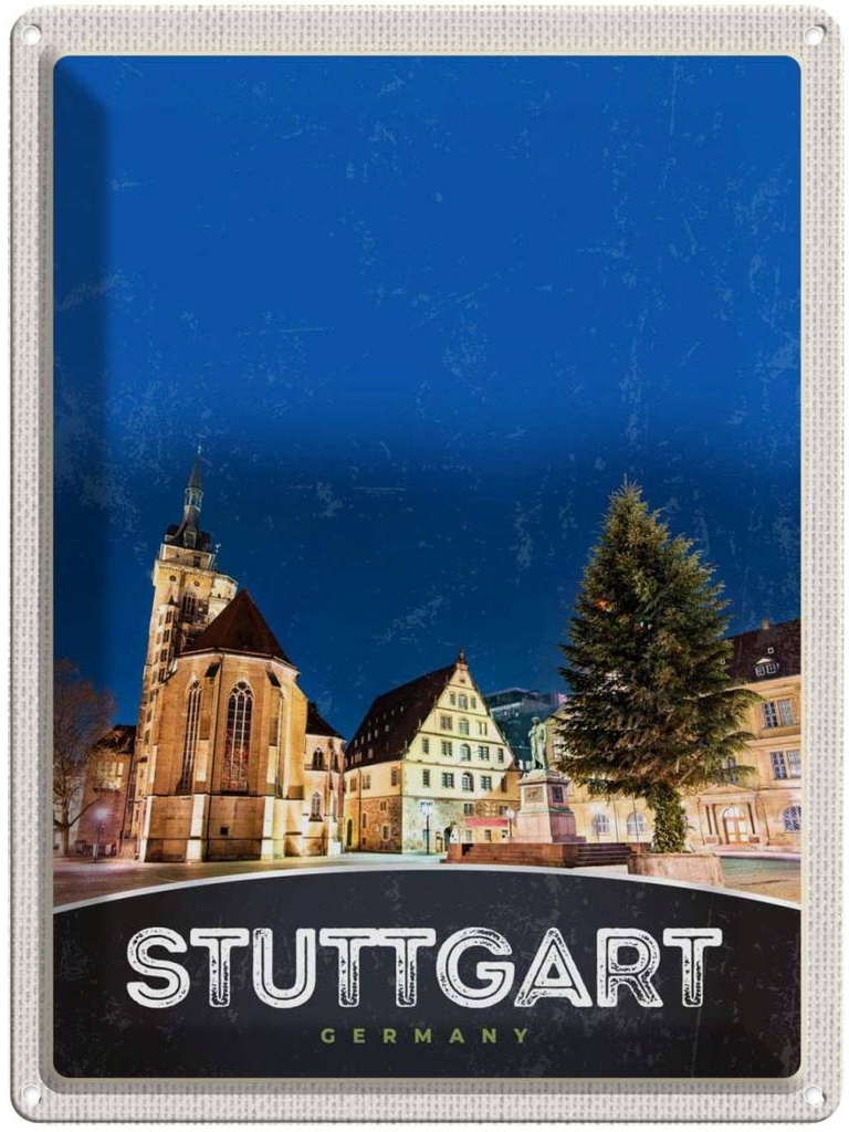 [LA-137510] Blechschild 40x30 cm Stuttgart Altstadt Gebäude Architektur Bildmotiv Reisemotiv Abenteuer Reisen Deutschland Urlaub