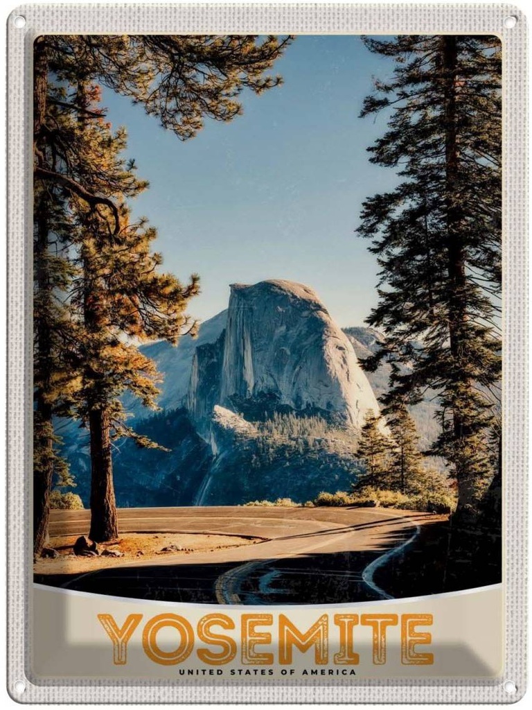 [LA-137511] Blechschild 40x30 cm Yosemite Amerika USA Urlaub Natur Bäume Gebirge Bildmotiv Reisemotiv Abenteuer Reisen