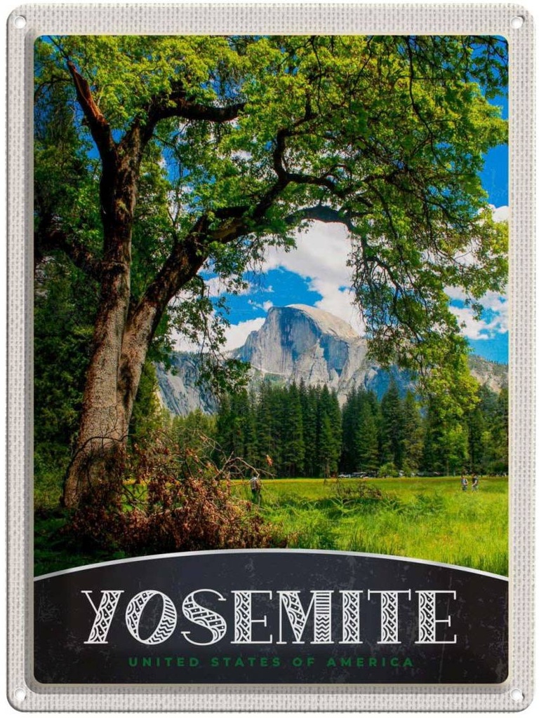 [LA-137514] Blechschild 40x30 cm Yosemite Amerika USA Urlaub Natur Bäume Gebirge Bildmotiv Reisemotiv Abenteuer Reisen