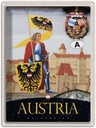 Blechschild 40x30 cm Österreich Ritter Urlaub Burg 1889 Wappen Bildmotiv Reisemotiv Abenteuer Reisen Europa